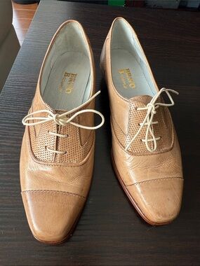 Brown’s Vero Cuoio Tan Leather Perforated Derby Shoes - women’s 6.5 / 7 -New
